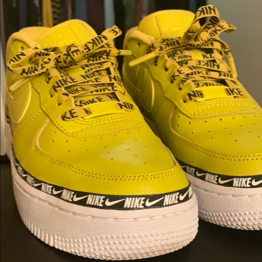 Nike Air Force ones in color Bright citron